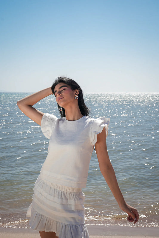 Leia Cream Linen Top