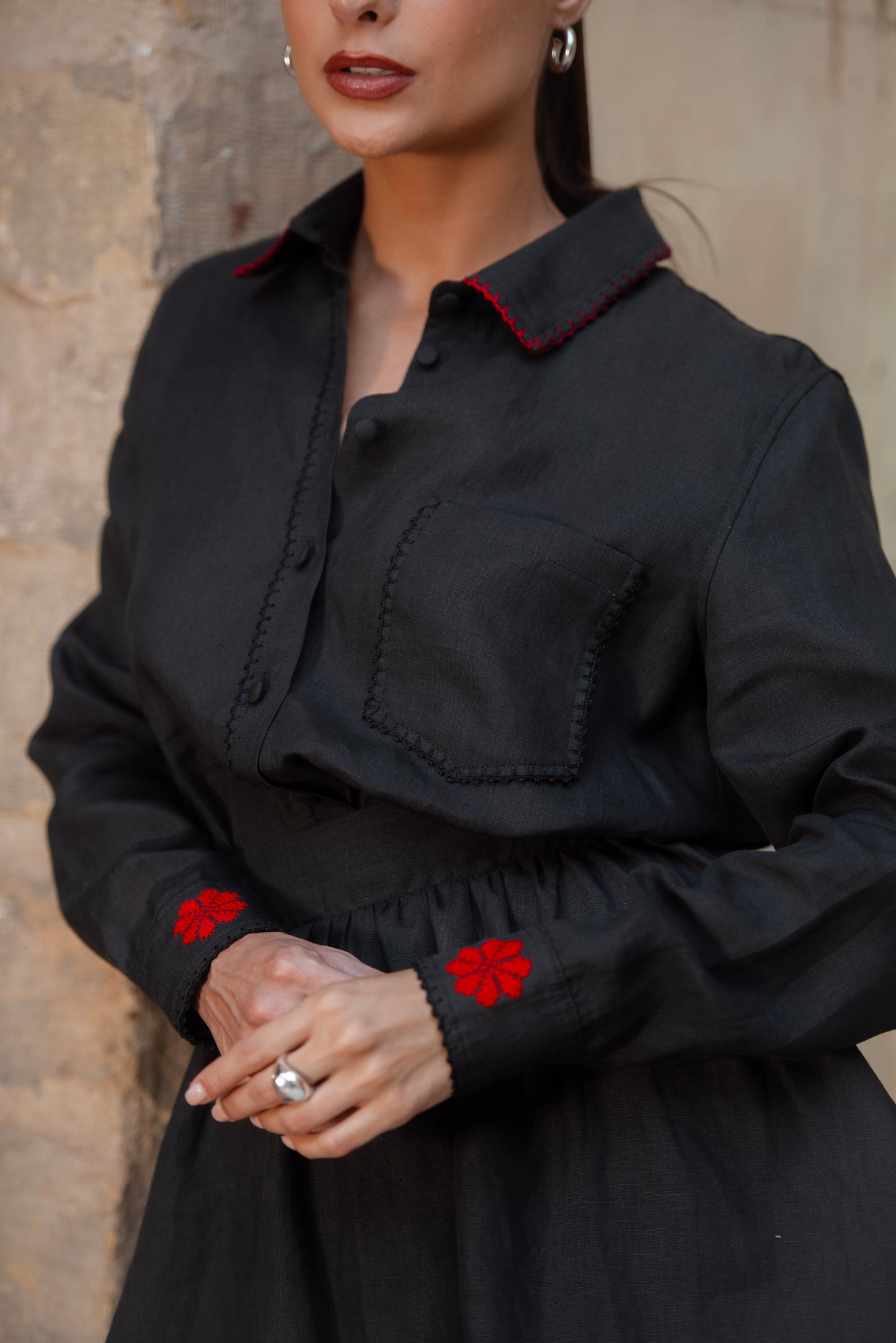 Azeema Black Linen Shirt