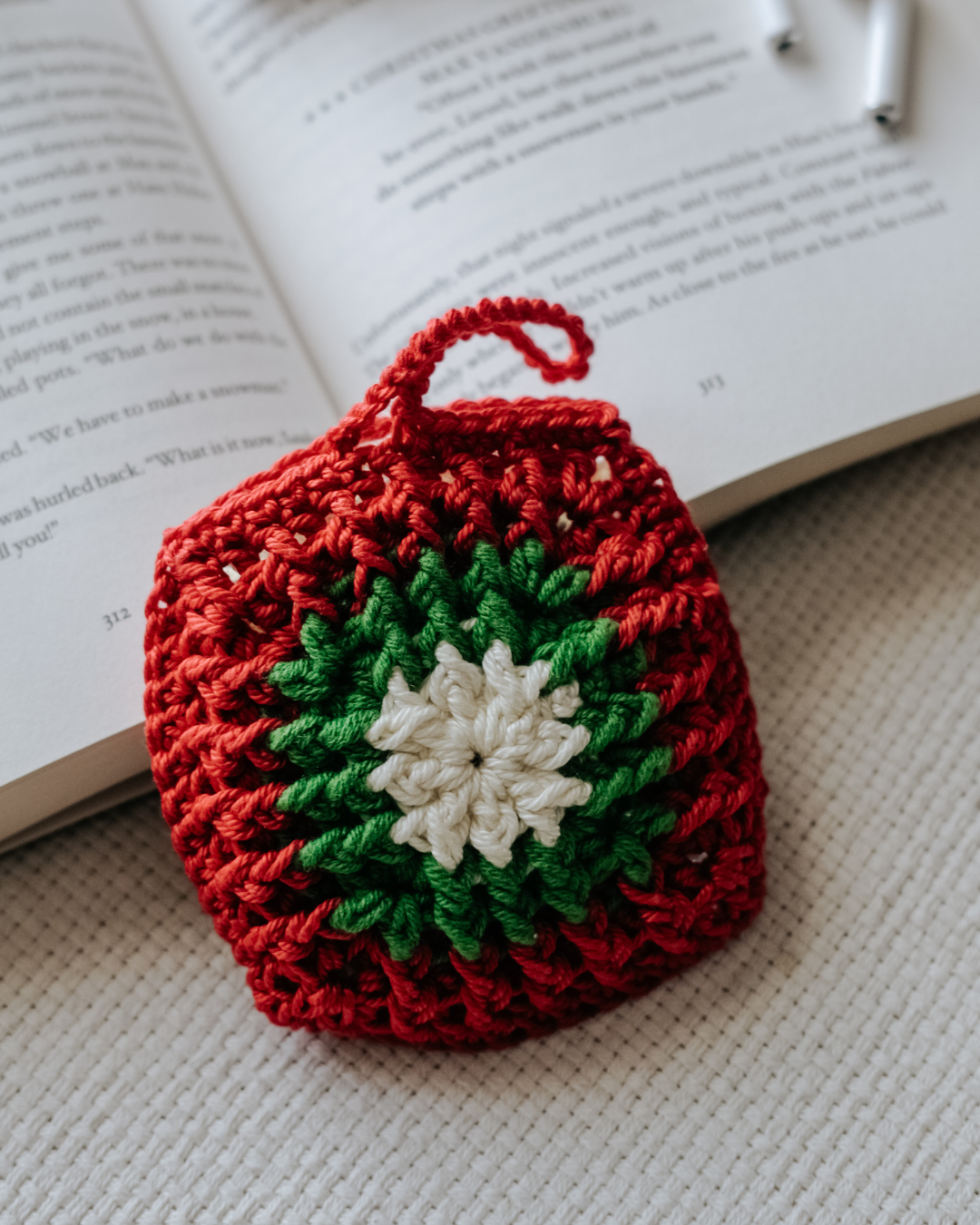 Festive Christmas Handmade Airpods Case Crochet Cover