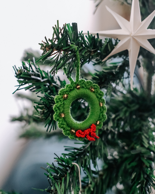 Festive Green Christmas Wreath Ornament