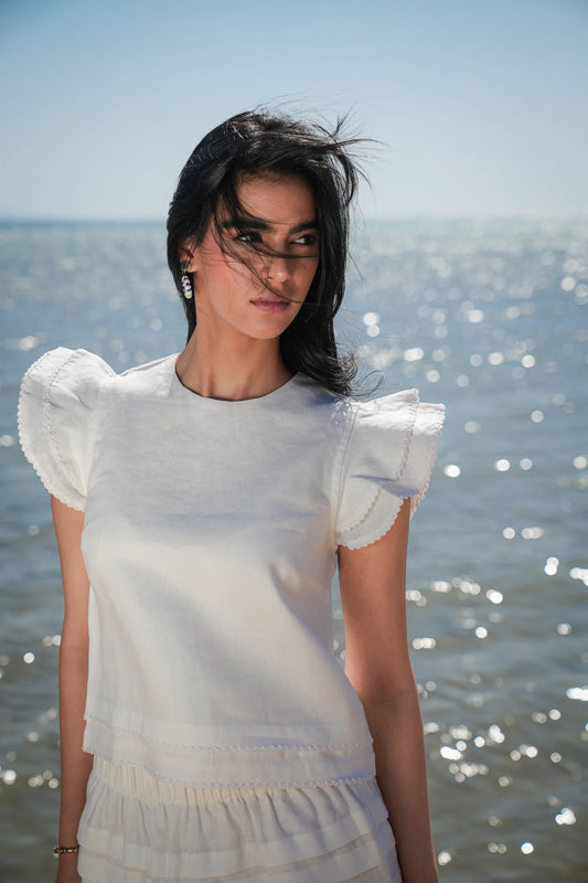 Leia Cream Linen Top