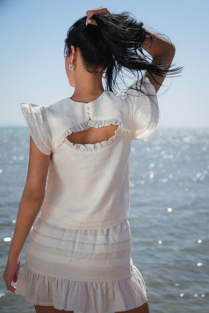 Leia Cream Linen Top