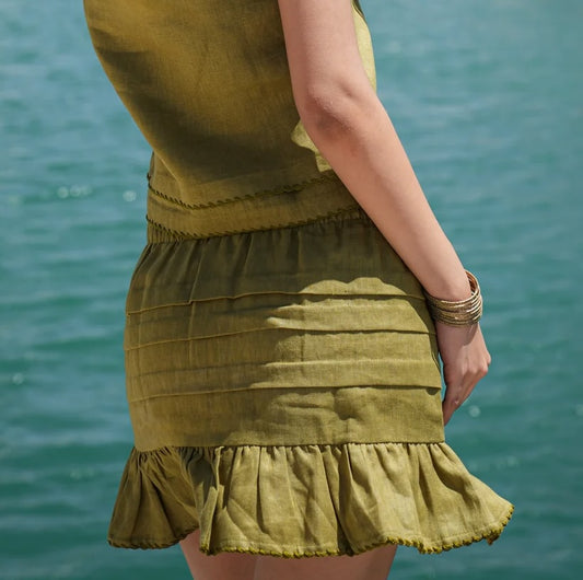 Leia Olive Linen Skirt