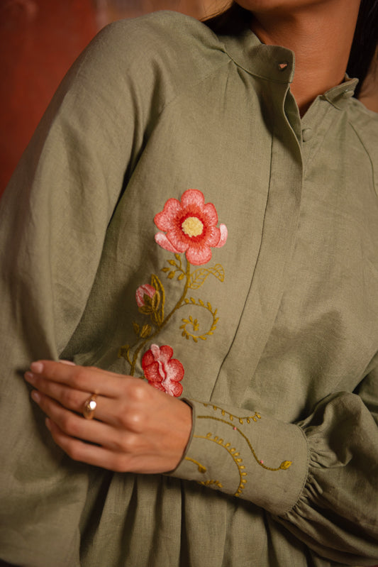 Bloom Sage Green Linen Shirt