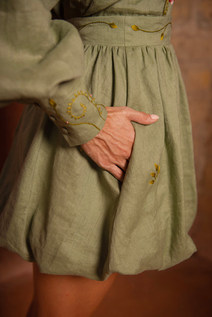 Bloom Sage Green Linen Skirt