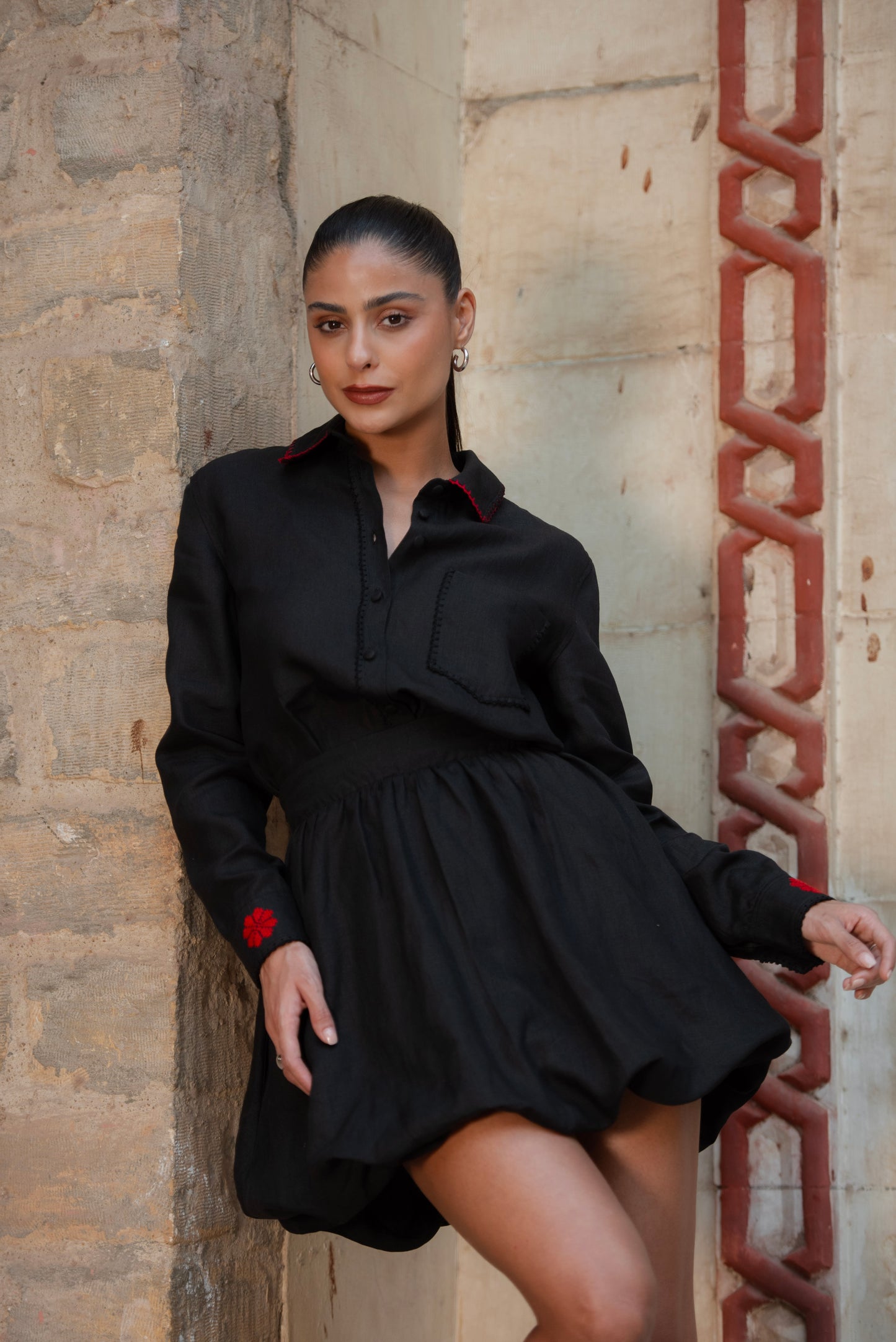 Azeema Black Linen Shirt