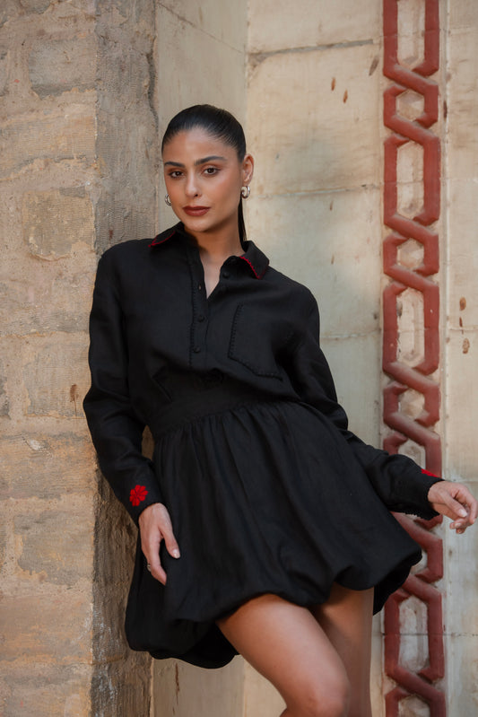 Azeema Black Linen Shirt