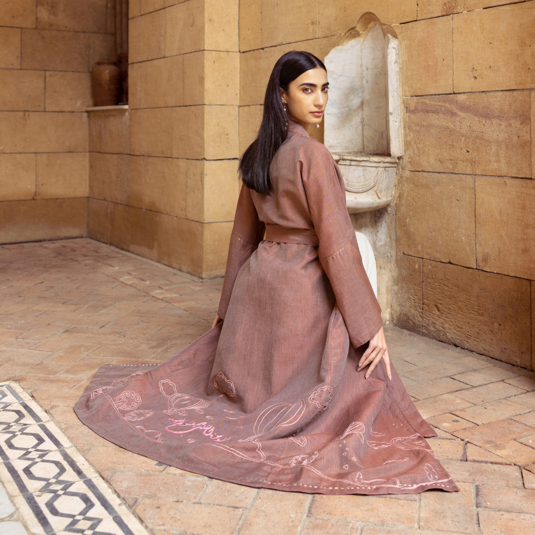 Rumi Plum Grey Linen Kaftan