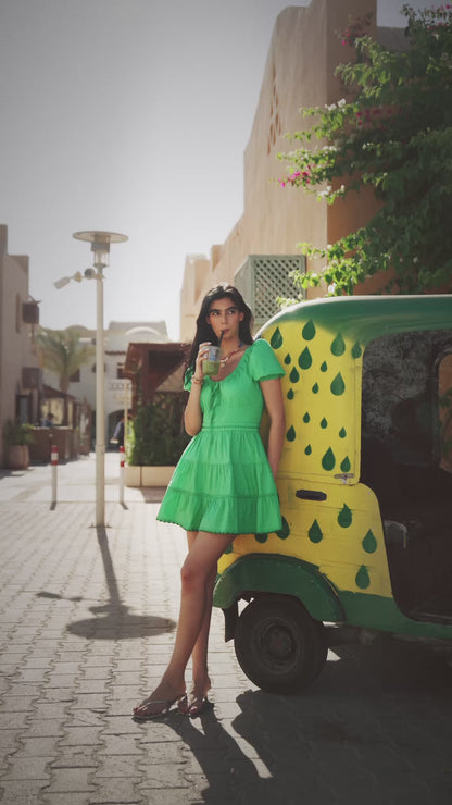 Fayrouz Apple Green Mini Dress