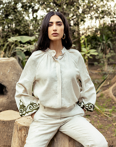 Malak Beige Linen Shirt